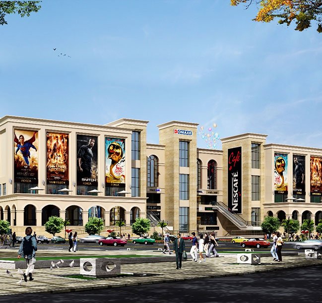 Exterior view of Omaxe Royal Arcade commercial complex in Ludhiana featuring modern retail and office spaces